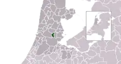 Highlighted position of Oostzaan in a municipal map of North Holland