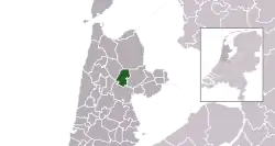 Highlighted position of Opmeer in a municipal map of North Holland