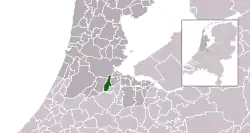 Highlighted position of Ouder-Amstel in a municipal map of North Holland