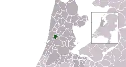 Highlighted position of Uitgeest in a municipal map of North Holland