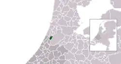 Highlighted position of Hillegom in a municipal map of South Holland