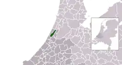 Highlighted position of Noordwijkerhout in a municipal map of South Holland