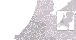 Highlighted position of Oegstgeest in a municipal map of South Holland