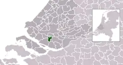 Highlighted position of Oud-Beijerland in a municipal map of South Holland