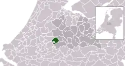 Highlighted position of Oudewater in a municipal map of Utrecht