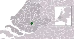 Highlighted position of Ridderkerk in a municipal map of South Holland