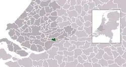 Highlighted position of Sliedrecht in a municipal map of South Holland