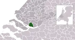 Highlighted position of Cromstrijen in a municipal map of South Holland