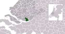 Highlighted position of Strijen in a municipal map of South Holland