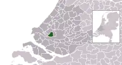 Highlighted position of Vlaardingen in a municipal map of South Holland