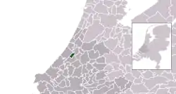 Highlighted position of Voorschoten in a municipal map of South Holland