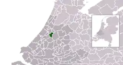 Highlighted position of Zoeterwoude in a municipal map of South Holland