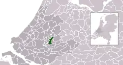 Highlighted position of Ouderkerk in a municipal map of South Holland