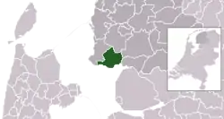 Highlighted position of Gaasterlân-Sleat in a municipal map of Friesland