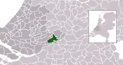 Highlighted position of Giessenlanden in a municipal map of South Holland