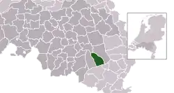 Highlighted position of Asten in a municipal map of North Brabant