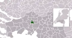 Highlighted position of Dongen in a municipal map of North Brabant