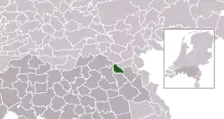 Highlighted position of Grave in a municipal map of North Brabant