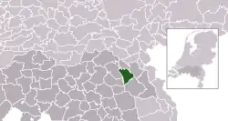 Highlighted position of Mill en Sint Hubert in a municipal map of North Brabant