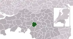 Highlighted position of Oisterwijk in a municipal map of North Brabant