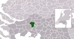 Highlighted position of Oosterhout in a municipal map of North Brabant