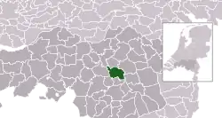 Highlighted position of Sint-Oedenrode in a municipal map of North Brabant