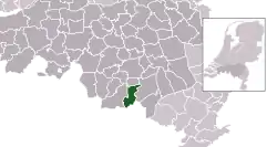 Highlighted position of Valkenswaard in a municipal map of North Brabant