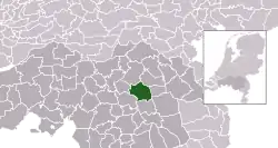 Highlighted position of Veghel in a municipal map of North Brabant