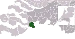 Highlighted position of Woensdrecht in a municipal map of North Brabant