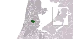 Highlighted position of Wormerland in a municipal map of North Holland