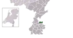 Highlighted position of Onderbanken in a municipal map of Limburg