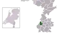 Highlighted position of Meerssen in a municipal map of Limburg