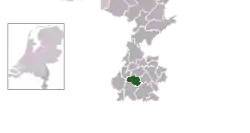 Highlighted position of Valkenburg aan de Geul in a municipal map of Limburg