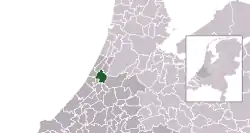 Highlighted position of Teylingen in a municipal map of South Holland