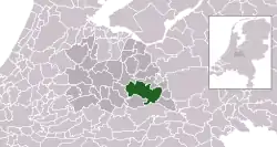 Highlighted position of Utrechtse Heuvelrug in a municipal map of Utrecht