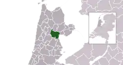 Highlighted position of Koggenland in a municipal map of North Holland