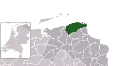 Highlighted position of Eemsmond in a municipal map of Groningen