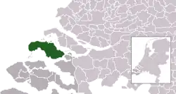 Highlighted position of Schouwen-Duiveland in a municipal map of Zeeland