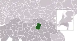 Highlighted position of Bernheze in a municipal map of North Brabant