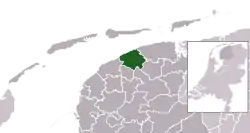 Highlighted position of Ferwerderadiel in a municipal map of Friesland