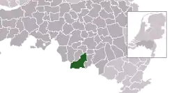 Highlighted position of Bergeijk in a municipal map of North Brabant