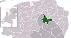 Highlighted position of Tynaarlo in a municipal map of Drenthe