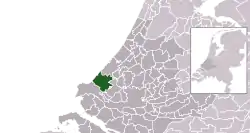 Highlighted position of Westland in a municipal map of South Holland