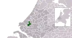 Highlighted position of Midden-Delfland in a municipal map of South Holland