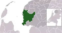 Highlighted position of Súdwest-Fryslân in a municipal map of Friesland