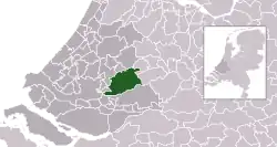 Highlighted position of Krimpenerwaard in a municipal map of South Holland