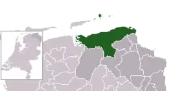 Highlighted position of Het Hogeland in a municipal map of Groningen