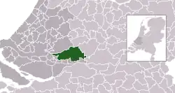 Highlighted position of Molenlanden in a municipal map of South Holland