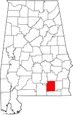 Map of Alabama highlighting Coffee County