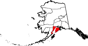 Map of Alaska highlighting Kenai Peninsula Borough